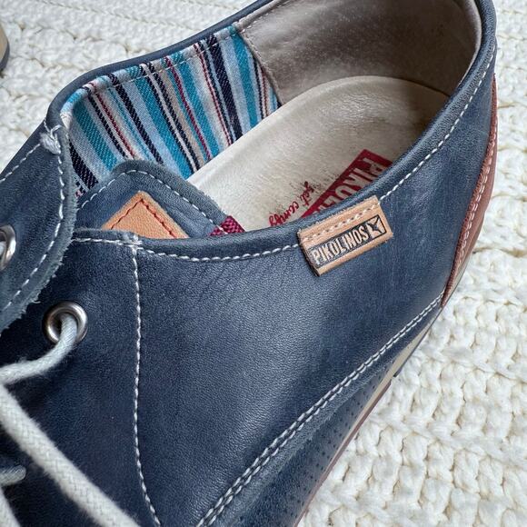 PIKOLINOS Men's 45 US 11, 11.5 Olvera Lace Up Oxford Leather Shoes Blue Brown - Picture 4 of 12